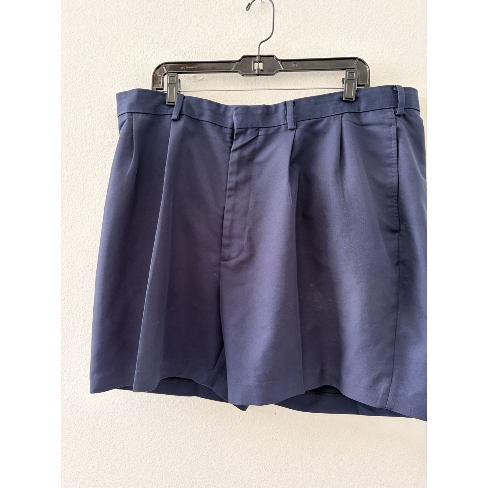 Masters Tournament Golf Shorts Mens 40 Navy Blue Logo Pleated Polyester